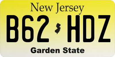 NJ license plate B62HDZ