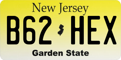NJ license plate B62HEX