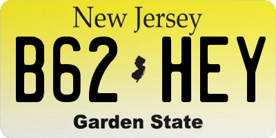 NJ license plate B62HEY