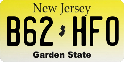 NJ license plate B62HFO