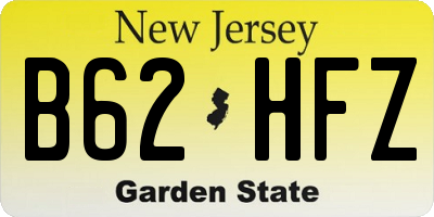 NJ license plate B62HFZ