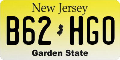 NJ license plate B62HGO