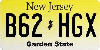 NJ license plate B62HGX