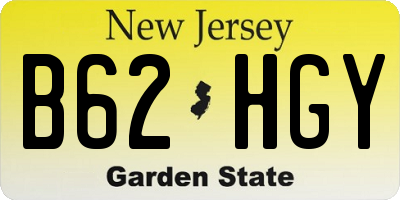 NJ license plate B62HGY