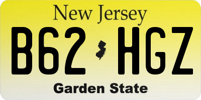 NJ license plate B62HGZ