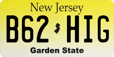 NJ license plate B62HIG