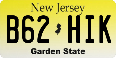 NJ license plate B62HIK