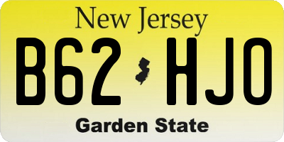 NJ license plate B62HJO