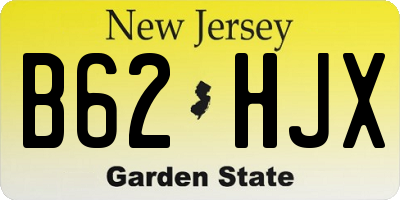 NJ license plate B62HJX