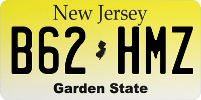 NJ license plate B62HMZ