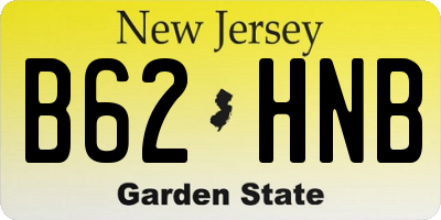 NJ license plate B62HNB
