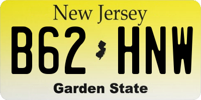 NJ license plate B62HNW