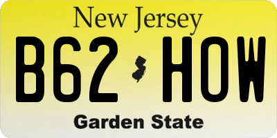 NJ license plate B62HOW