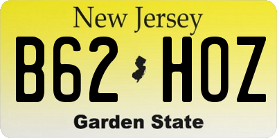 NJ license plate B62HOZ