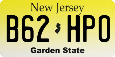 NJ license plate B62HPO