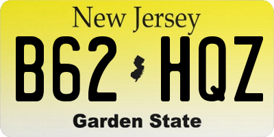 NJ license plate B62HQZ