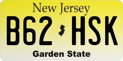 NJ license plate B62HSK