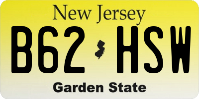 NJ license plate B62HSW