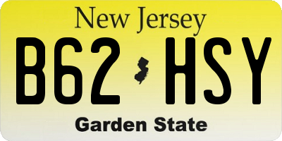 NJ license plate B62HSY