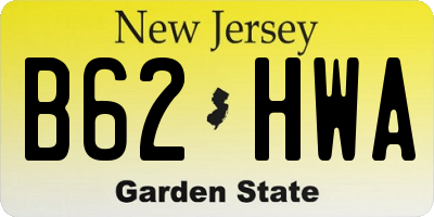 NJ license plate B62HWA