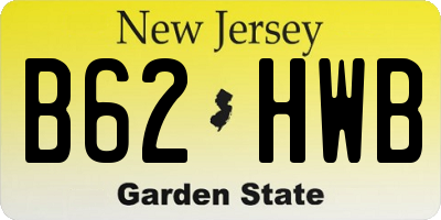 NJ license plate B62HWB