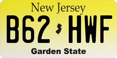 NJ license plate B62HWF