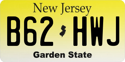 NJ license plate B62HWJ