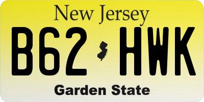 NJ license plate B62HWK