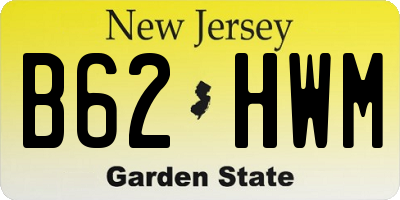 NJ license plate B62HWM