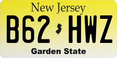 NJ license plate B62HWZ