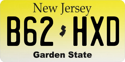 NJ license plate B62HXD