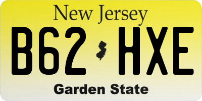 NJ license plate B62HXE