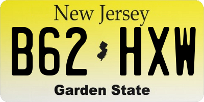 NJ license plate B62HXW