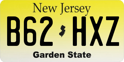 NJ license plate B62HXZ