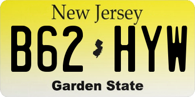 NJ license plate B62HYW