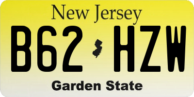 NJ license plate B62HZW