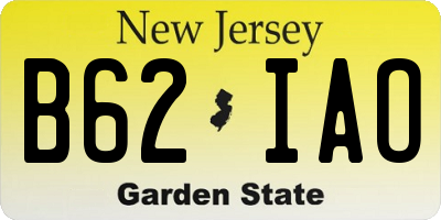 NJ license plate B62IAO