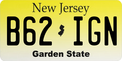 NJ license plate B62IGN