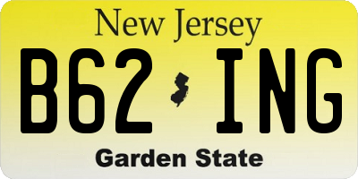 NJ license plate B62ING
