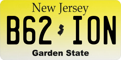 NJ license plate B62ION