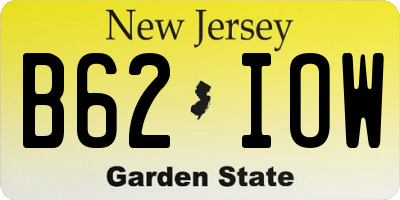 NJ license plate B62IOW