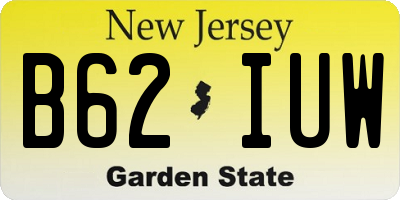 NJ license plate B62IUW