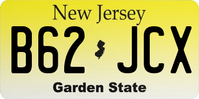 NJ license plate B62JCX