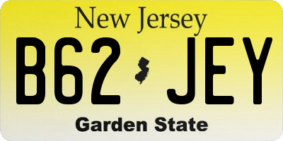 NJ license plate B62JEY