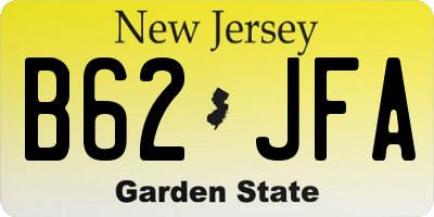 NJ license plate B62JFA