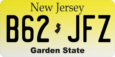 NJ license plate B62JFZ