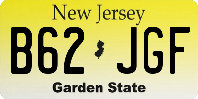 NJ license plate B62JGF
