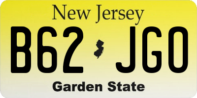 NJ license plate B62JGO