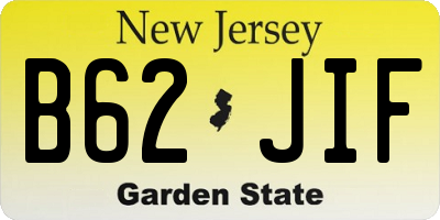 NJ license plate B62JIF