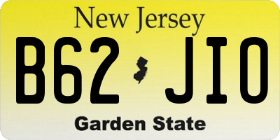 NJ license plate B62JIO